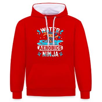 Aerobic Exercise Designs - Kontrast-Hoodie - Rot/Weiß - Vorne - Liana (172cm) & Jaron (178cm)