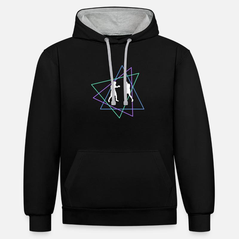 Boxe - Sweat à capuche contrasté - noir/gris chiné