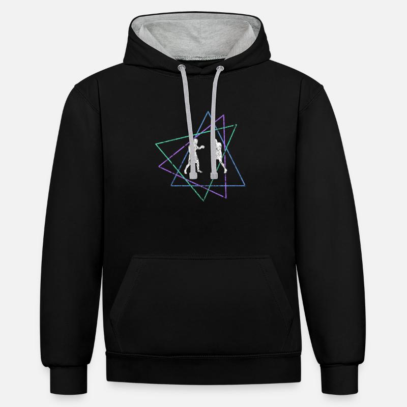 Boxe - Sweat à capuche contrasté - noir/gris chiné