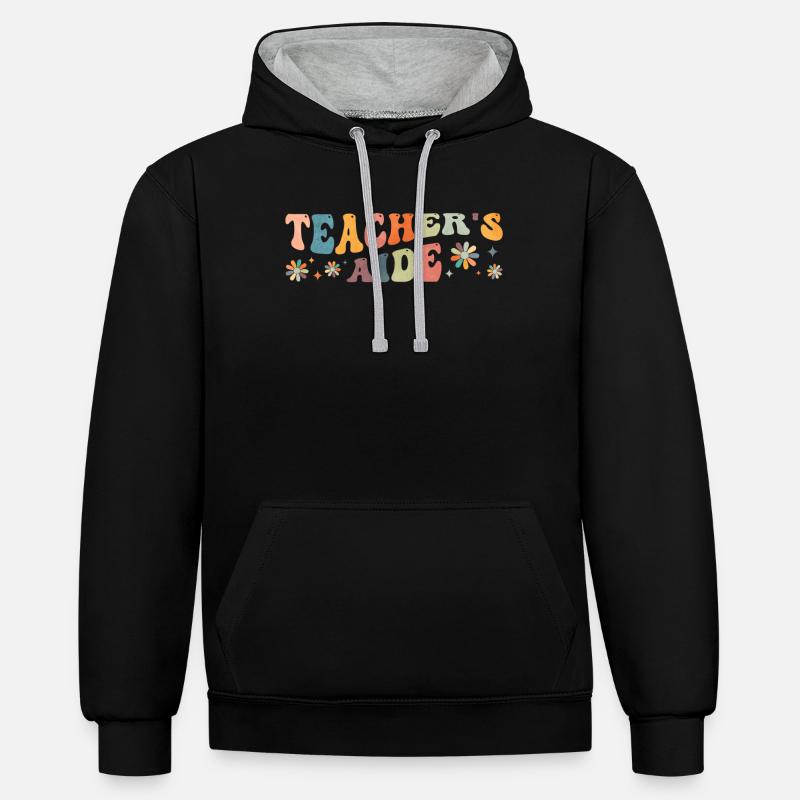 Groovy Aide-enseignant Assistant d’enseignant - Sweat à capuche contrasté - noir/gris chiné