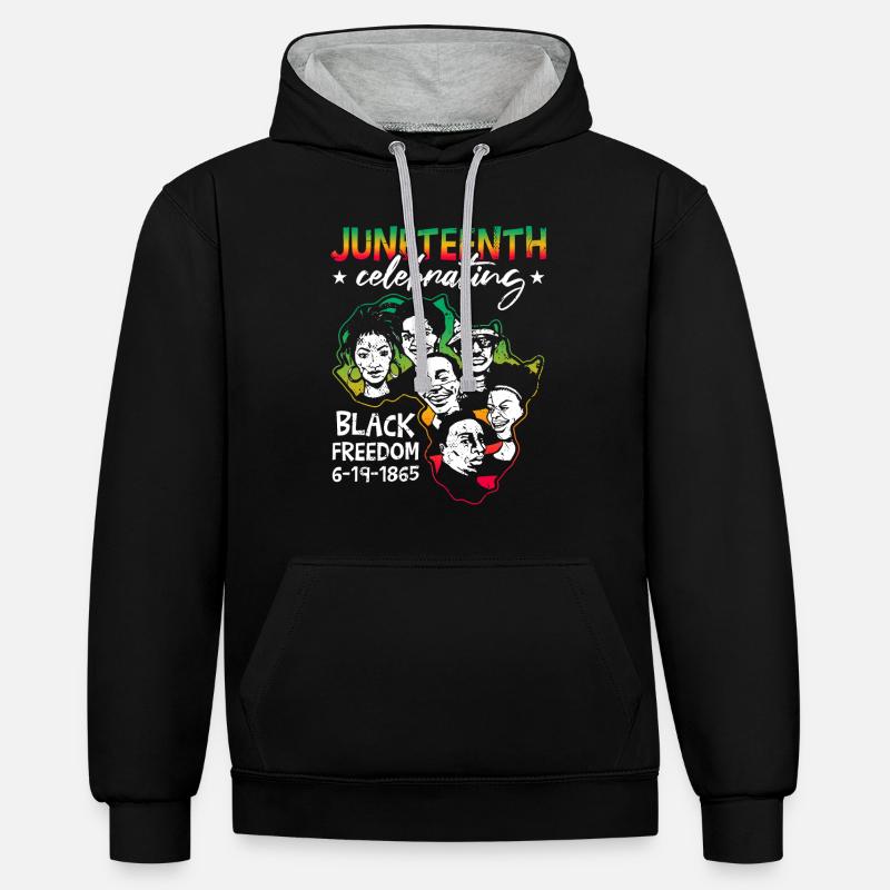 Célébration de Juneteenth - Sweat à capuche contrasté - noir/gris chiné