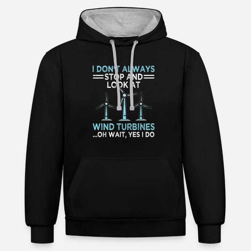 Éolienne Éolienne Énergie renouvelable - Sweat à capuche contrasté - noir/gris chiné