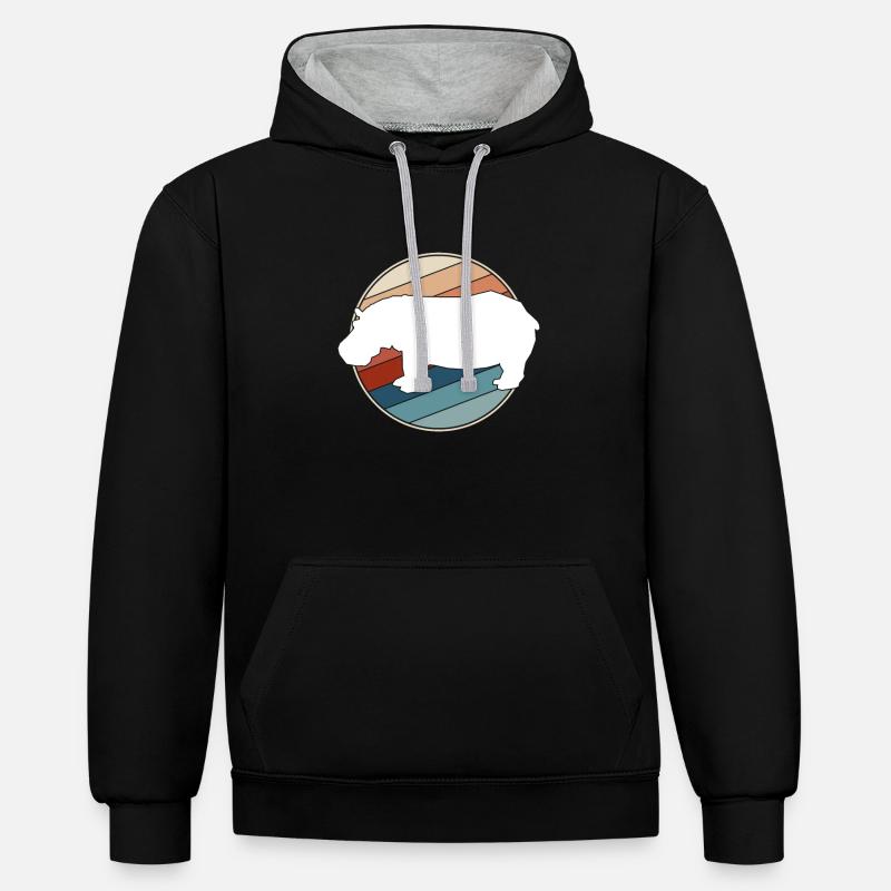 Hippopotame rétro - Sweat à capuche contrasté - noir/gris chiné