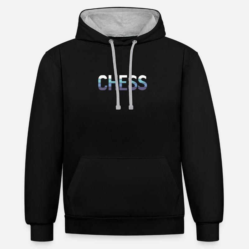 Échecs - Sweat à capuche contrasté - noir/gris chiné