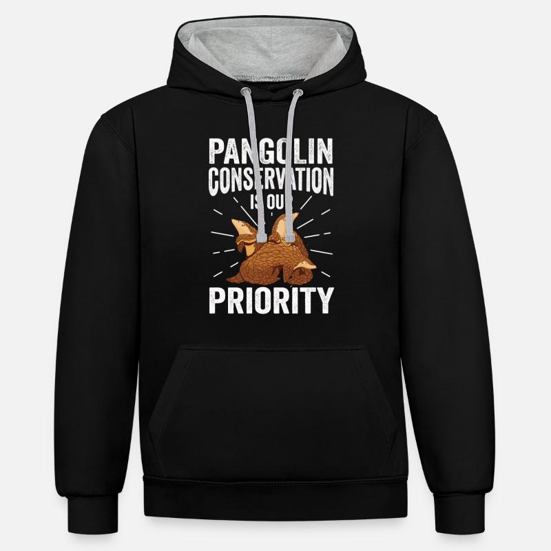 Pangolin Conservation Pangolin Lovers - Sweat à capuche contrasté - noir/gris chiné