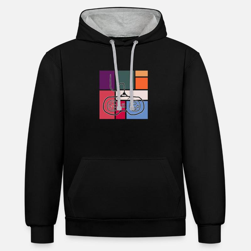 Jeu - Sweat à capuche contrasté - noir/gris chiné