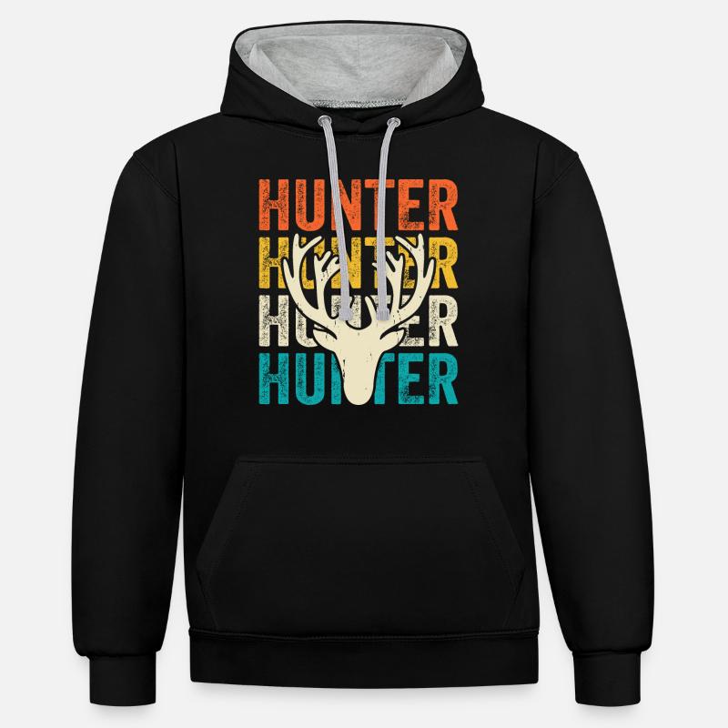 Chasseurs de chasse - Sweat à capuche contrasté - noir/gris chiné
