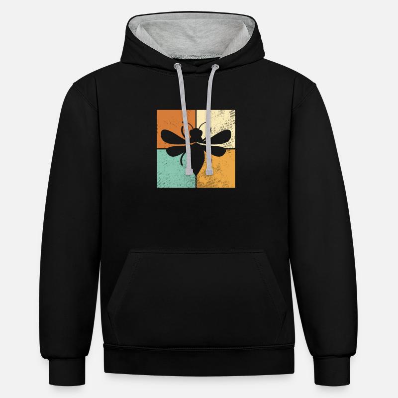 Abeille - Sweat à capuche contrasté - noir/gris chiné