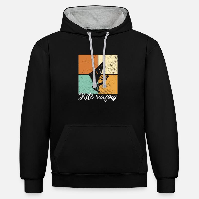 Kite surf - Sweat à capuche contrasté - noir/gris chiné