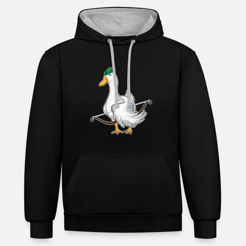 Archer de canard - Sweat à capuche contrasté - noir/gris chiné