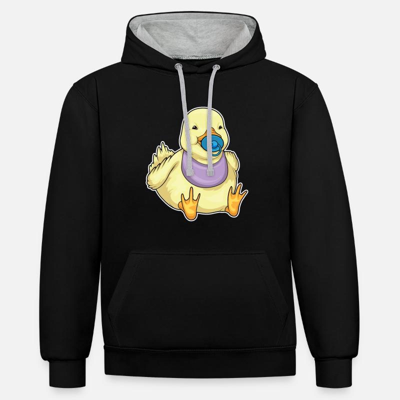 Dossard sucette de canard - Sweat à capuche contrasté - noir/gris chiné