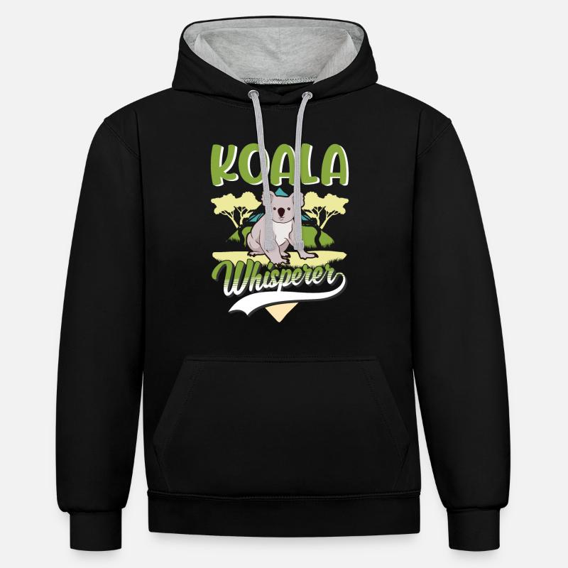 Koala Flüsterer Koalabär - Kontrast-Hoodie - Schwarz/Grau meliert