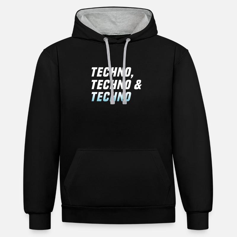 Techno Techno Techno - Contrast hoodie - black/heather grey