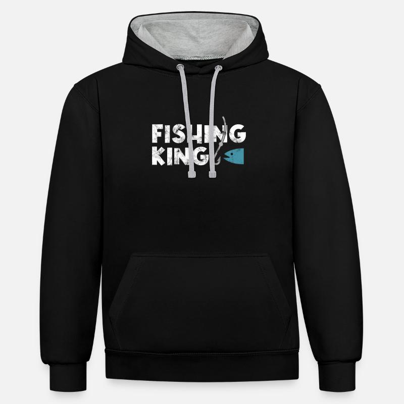 Roi de la pêche - Sweat à capuche contrasté - noir/gris chiné