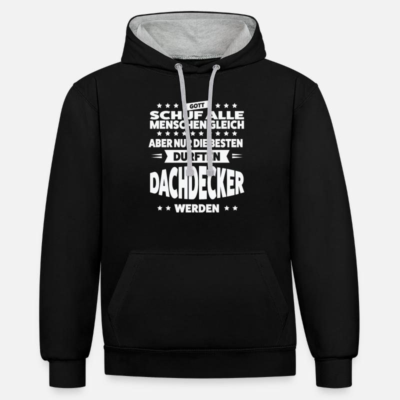 Dachdecker Beruf Dachdeckermeister Geschenk - Kontrast-Hoodie - Schwarz/Grau meliert