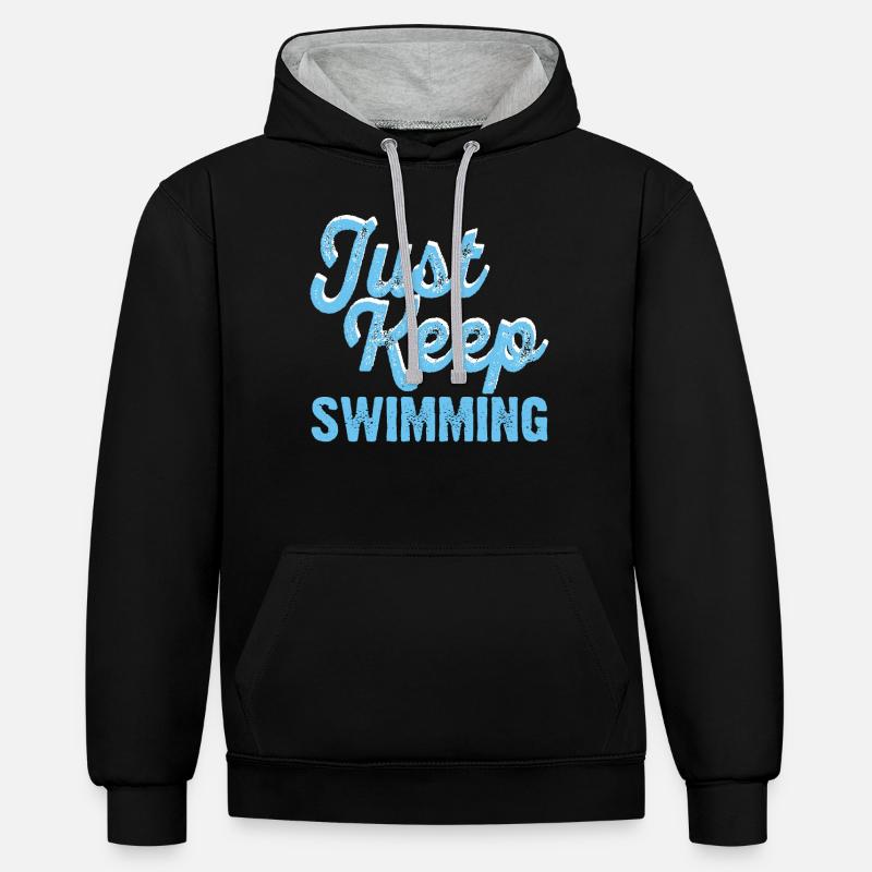 Flotteur de natation - Sweat à capuche contrasté - noir/gris chiné