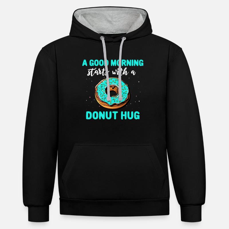 Beignets Beignets - Sweat à capuche contrasté - noir/gris chiné