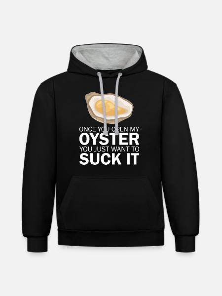 Lustige Austern Austernliebhaber Auster - Kontrast-Hoodie - Schwarz/Grau meliert