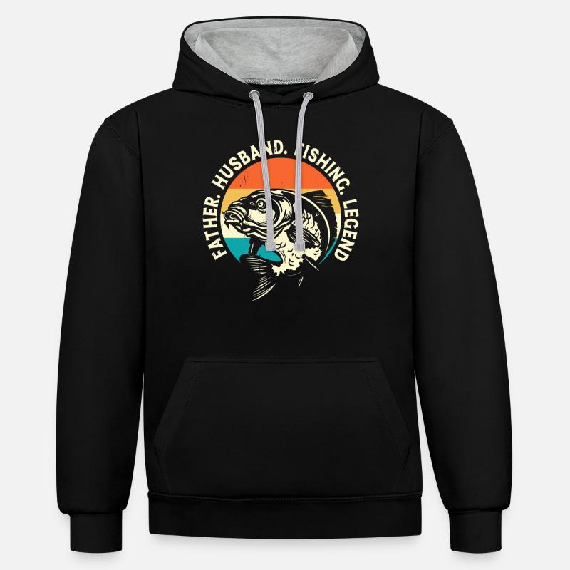 Papa pêcheur - Sweat à capuche contrasté - noir/gris chiné