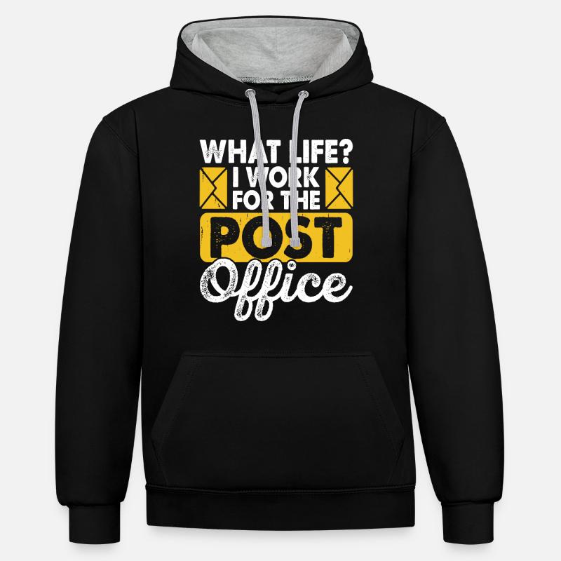Briefträger Postbote - Kontrast-Hoodie - Schwarz/Grau meliert