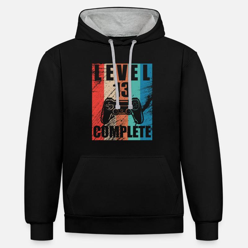 Niveau 13 complete - Sweat à capuche contrasté - noir/gris chiné