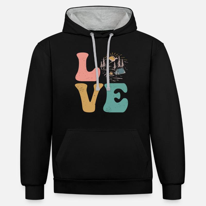 Camper Camp Camping LOVE - Sweat à capuche contrasté - noir/gris chiné