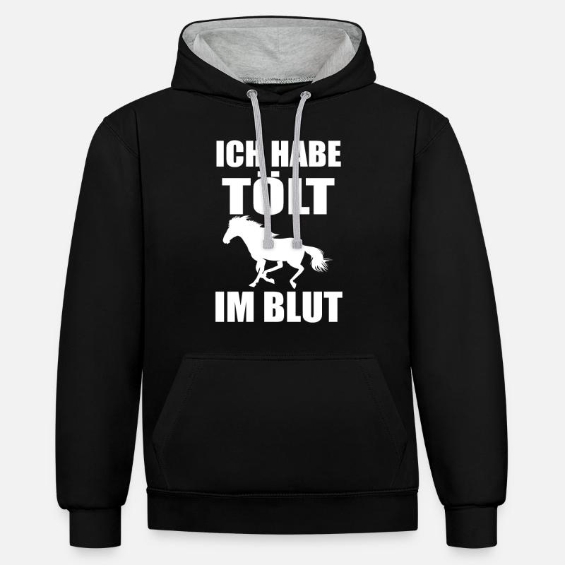 Isländer Islandpferd Islandpferde Geschenk - Sweat à capuche contrasté - noir/gris chiné