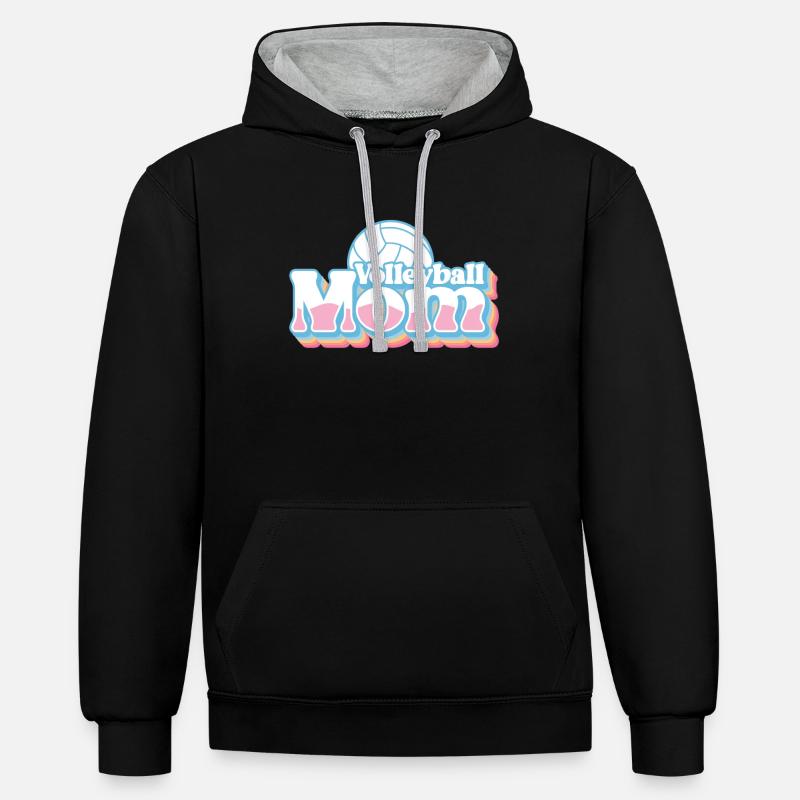 Volleyball Mutter Volleyball Mutter - Kontrast-Hoodie - Schwarz/Grau meliert