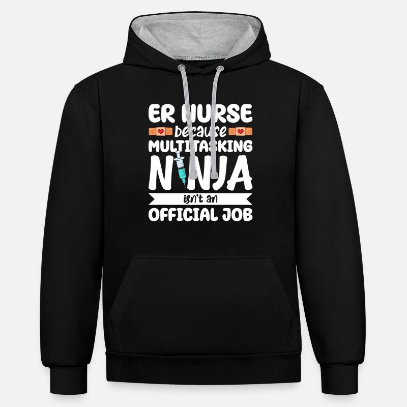 Drôles de cadeaux d’infirmière - Sweat à capuche contrasté - noir/gris chiné