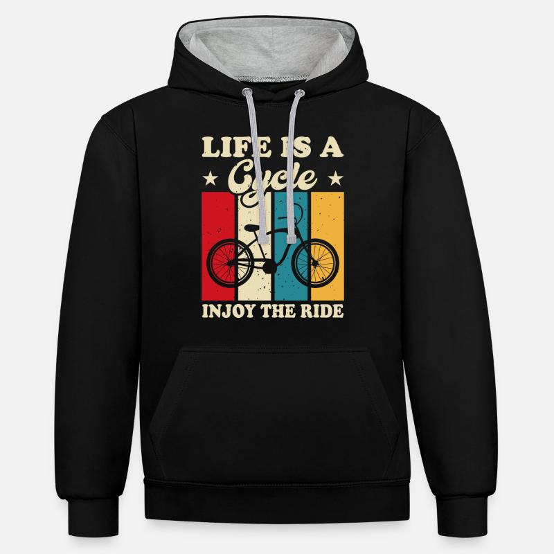 Cyclisme à vélo - Sweat à capuche contrasté - noir/gris chiné