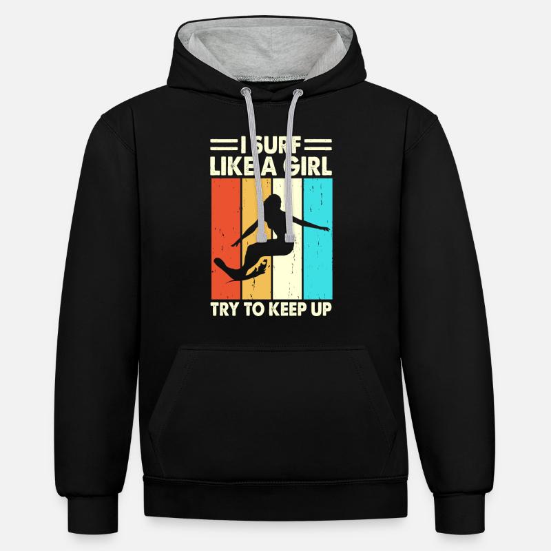 Surfer Surf - Sweat à capuche contrasté - noir/gris chiné