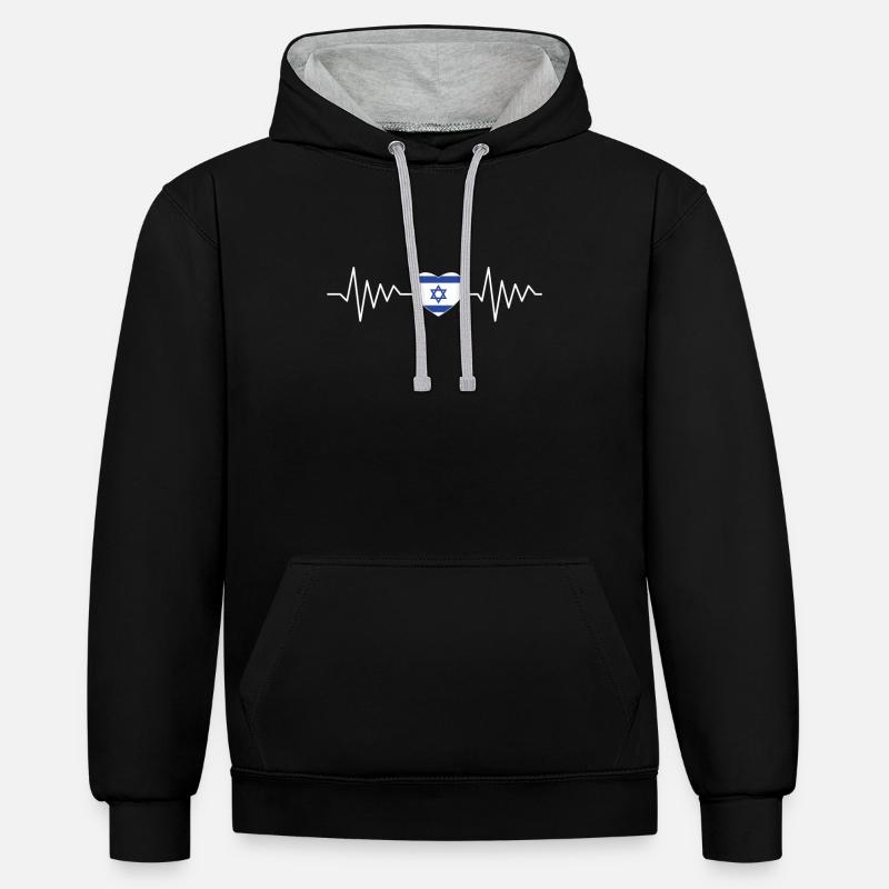 Israël Pulse - Sweat à capuche contrasté - noir/gris chiné
