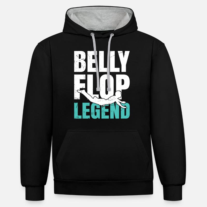 Flop du ventre - Sweat à capuche contrasté - noir/gris chiné