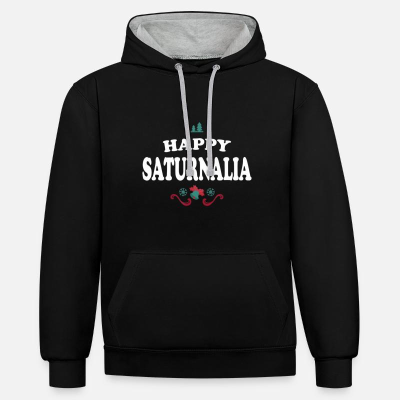 Joyeuses Saturnales - Sweat à capuche contrasté - noir/gris chiné