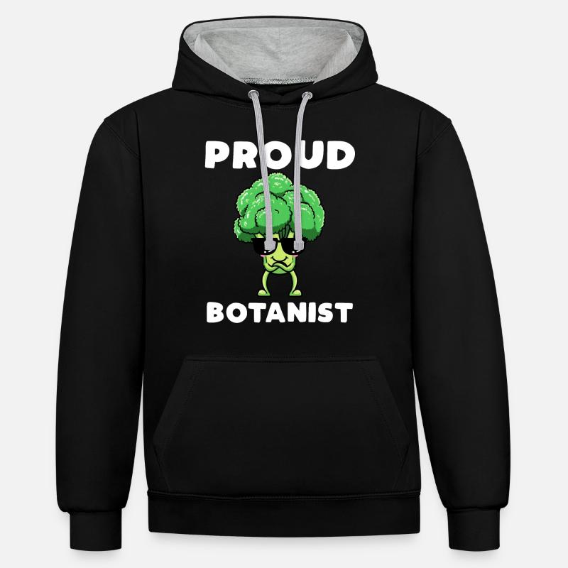 Fier botaniste Brocoli - Sweat à capuche contrasté - noir/gris chiné