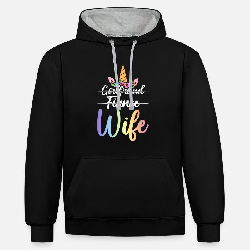 Douche nuptiale de fiançailles - Sweat à capuche contrasté - noir/gris chiné