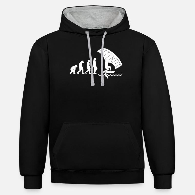Wingfoil-Surfer Wingfoiling Hydrofoil Evolution - Kontrast-Hoodie - Schwarz/Grau meliert