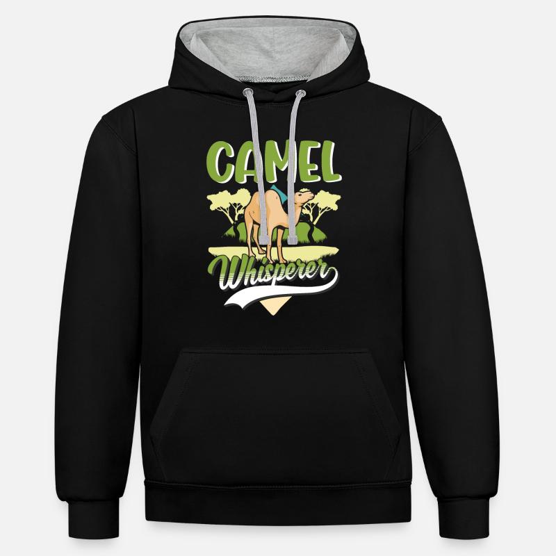Kamelflüsterer Kamel Flüsterer Großkamel - Kontrast-Hoodie - Schwarz/Grau meliert