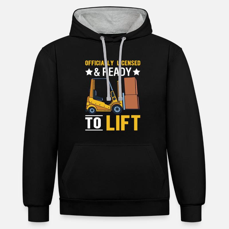 Gabelstaplerfahrer Gabelstaplerfahrer - Kontrast-Hoodie - Schwarz/Grau meliert