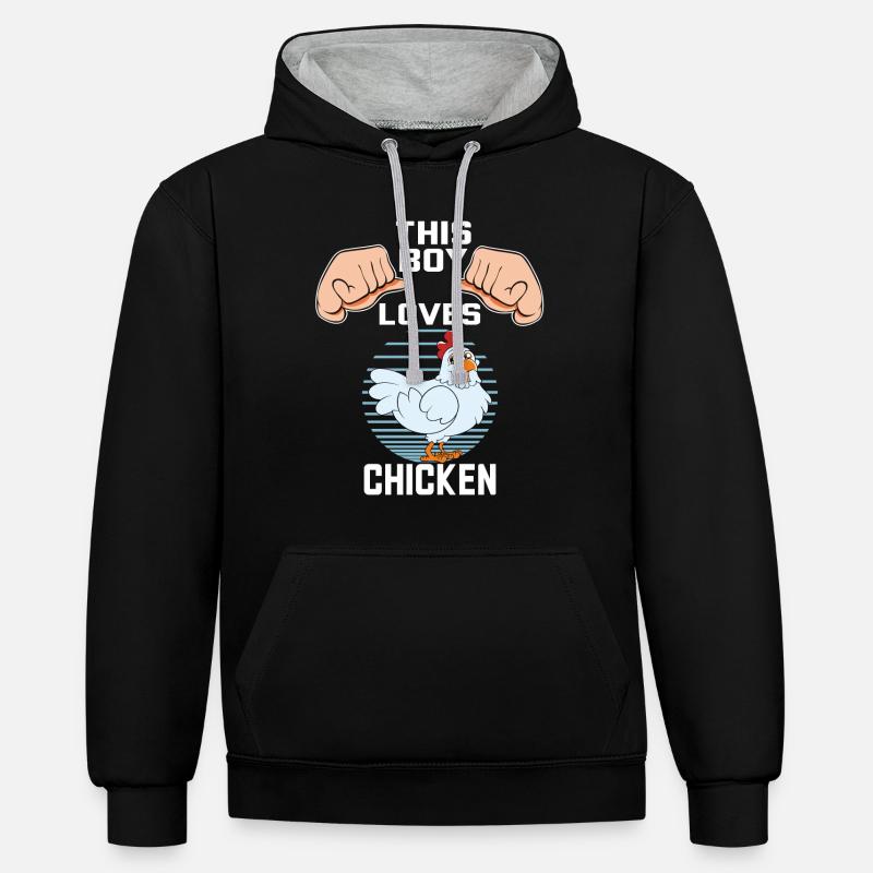 Drôle De Poulet Dire Poulet - Sweat à capuche contrasté - noir/gris chiné