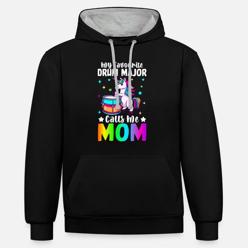 Batteur Batteur Maman - Sweat à capuche contrasté - noir/gris chiné