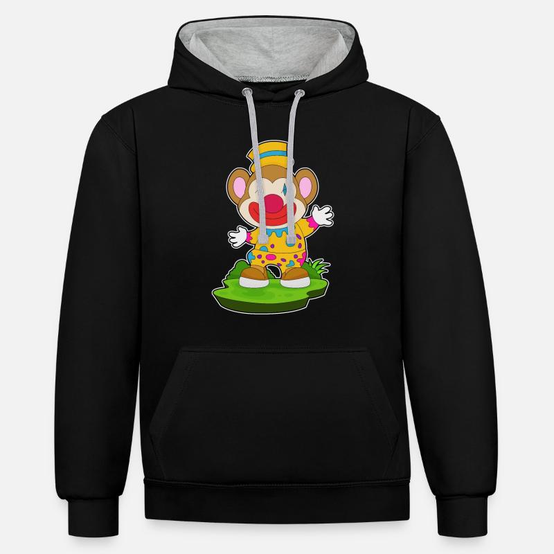 Clown singe - Sweat à capuche contrasté - noir/gris chiné