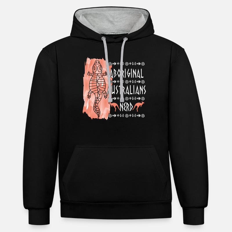 Aborigènes Australiens Nerd - Sweat à capuche contrasté - noir/gris chiné