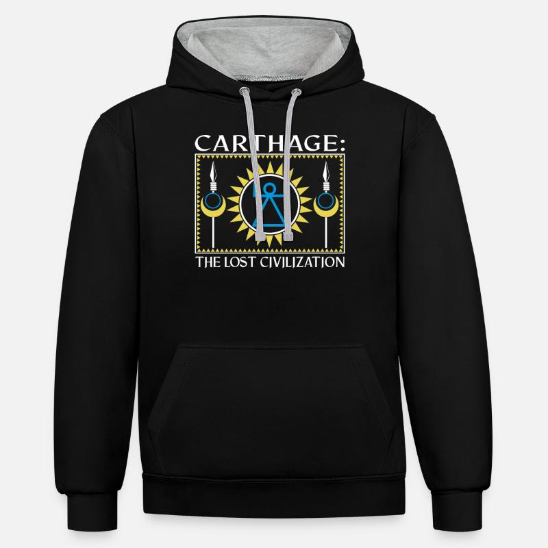 Carthage : la civilisation perdue - Sweat à capuche contrasté - noir/gris chiné