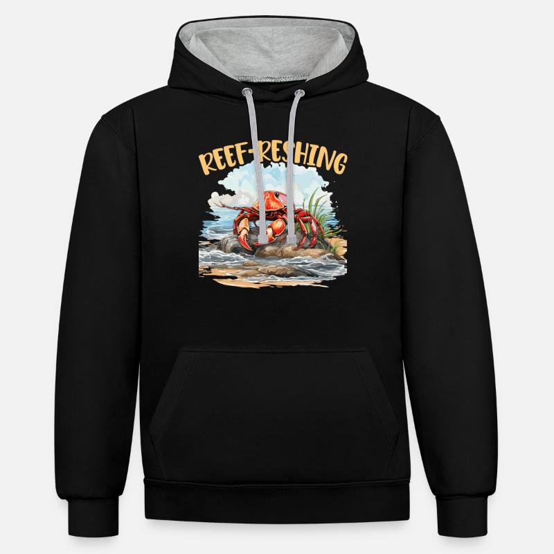 Süsser Einsiedlerkrebs Krabbe Krustentiere - Kontrast-Hoodie - Schwarz/Grau meliert