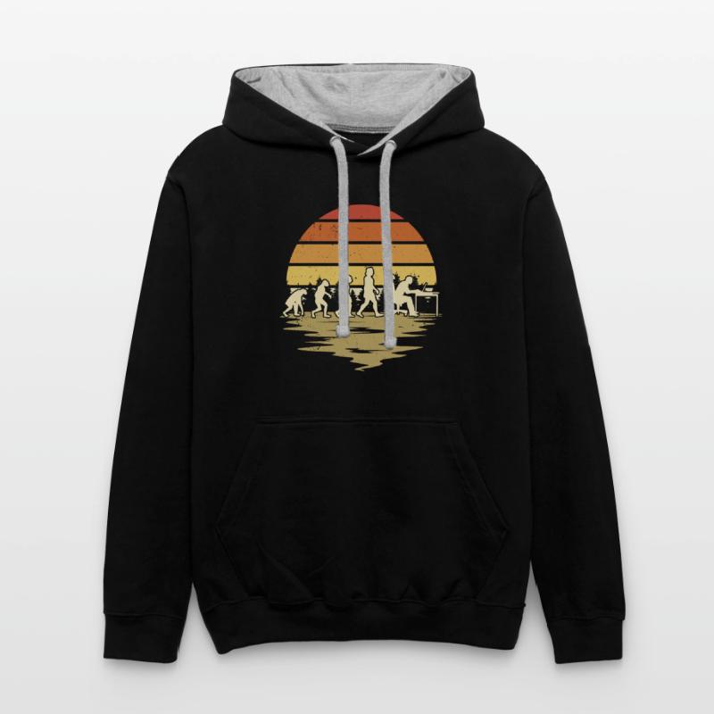 Informatiker Evolution Programmierer Nerd Kontrast-Hoodie