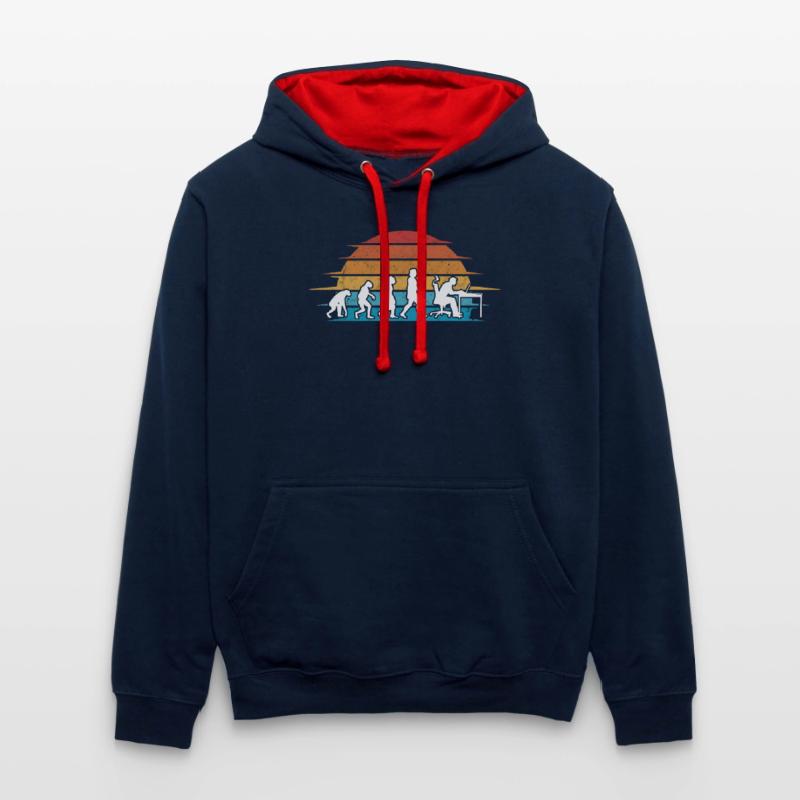Informatiker Evolution Programmierer Nerd Kontrast-Hoodie