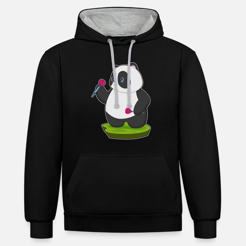 Fléchette Panda Dartpfeil - Sweat à capuche contrasté - noir/gris chiné