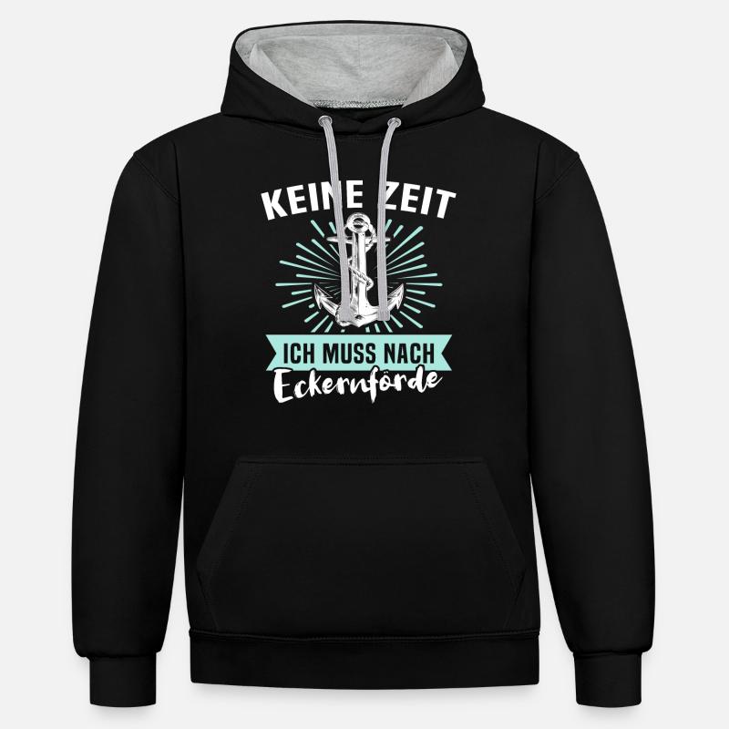 Eckernförde Eckernförder - Kontrast-Hoodie - Schwarz/Grau meliert