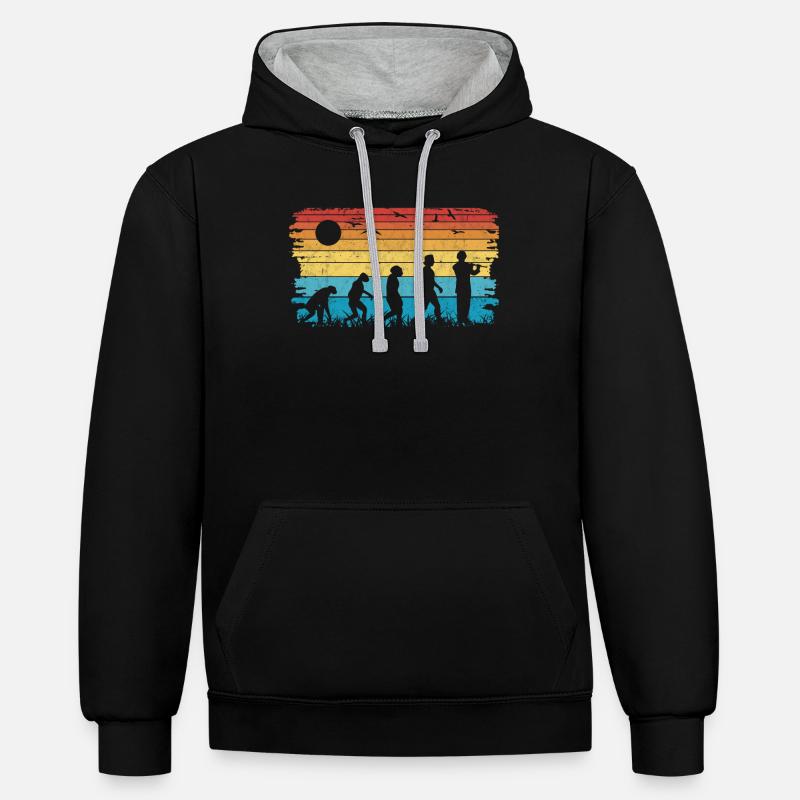 Querflöte Evolution Flöte Flötist - Kontrast-Hoodie - Schwarz/Grau meliert